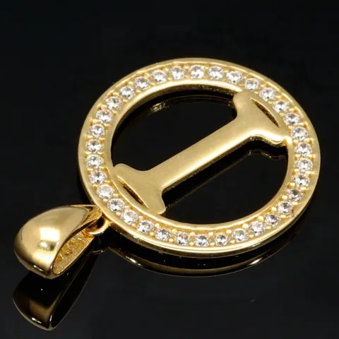 Exquisiter Anhänger aus 14K 585 Gold - Buchstabe "I" mit strahlenden Zirkonia besetzt