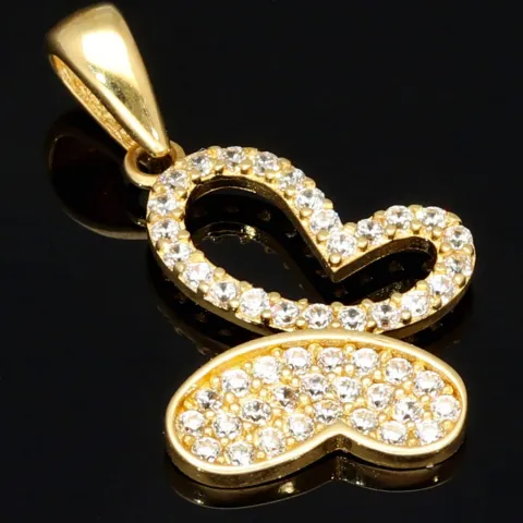 Edler Schmetterling - Goldanhänger aus 14K 585er Gold, präzise besetzt mit fein gefassten Zirkonia-Steinen