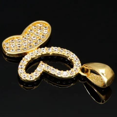 Edler Schmetterling - Goldanhänger aus 14K 585er Gold, präzise besetzt mit fein gefassten Zirkonia-Steinen