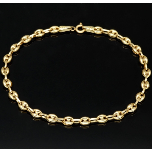 Glänzendes Bohnenarmband / Gold-Armband aus edlem 14K 585 Gold (Gelbgold), ca. 19 cm lang, ca. 4mm