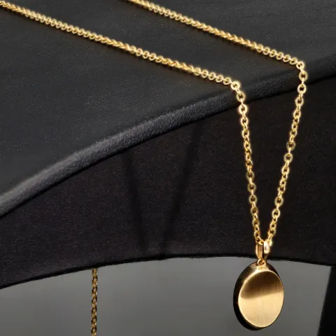 Funkelnde Ankerkette / Goldkette aus hochwertigem 14K 585er Gold (Gelbgold) mit edlem Amulatt im Vintage-Stil (verstellbar 43,5cm oder 49cm)