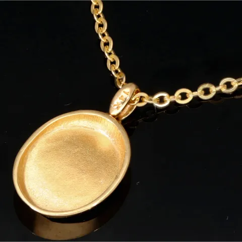 Funkelnde Ankerkette / Goldkette aus hochwertigem 14K 585er Gold (Gelbgold) mit edlem Amulatt im Vintage-Stil (verstellbar 43,5cm oder 49cm)