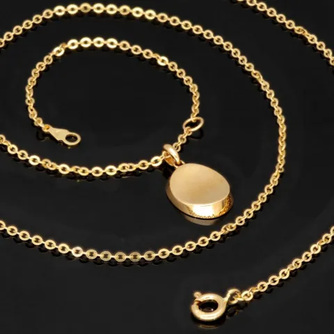Funkelnde Ankerkette / Goldkette aus hochwertigem 14K 585er Gold (Gelbgold) mit edlem Amulatt im Vintage-Stil (verstellbar 43,5cm oder 49cm)