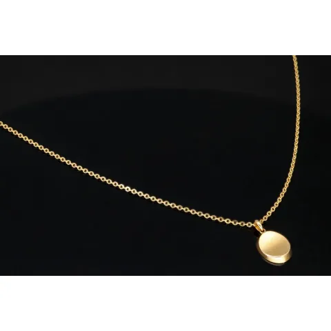 Funkelnde Ankerkette / Goldkette aus hochwertigem 14K 585er Gold (Gelbgold) mit edlem Amulatt im Vintage-Stil (verstellbar 43,5cm oder 49cm)