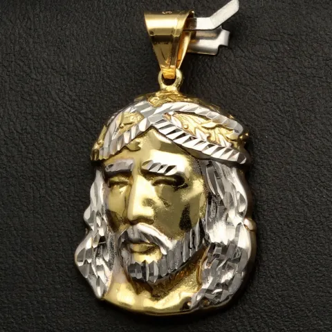 Fein gearbeiteter Jesus Anhänger aus exquisitem 14K 585 Bicolor Gold (Gelbgold und Weißgold)