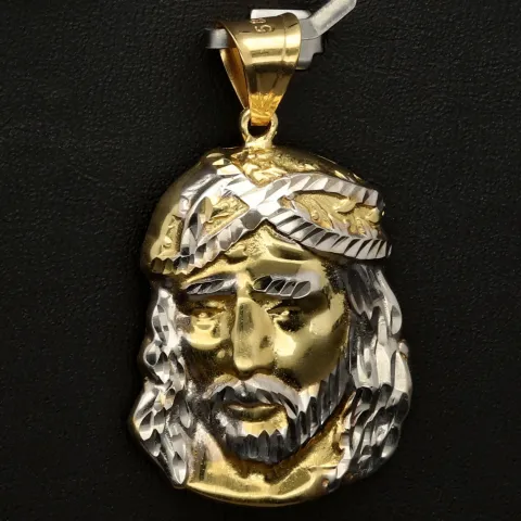 Fein gearbeiteter Jesus Anhänger aus exquisitem 14K 585 Bicolor Gold (Gelbgold und Weißgold)