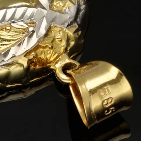 Fein gearbeiteter Jesus Anhänger aus exquisitem 14K 585 Bicolor Gold (Gelbgold und Weißgold)