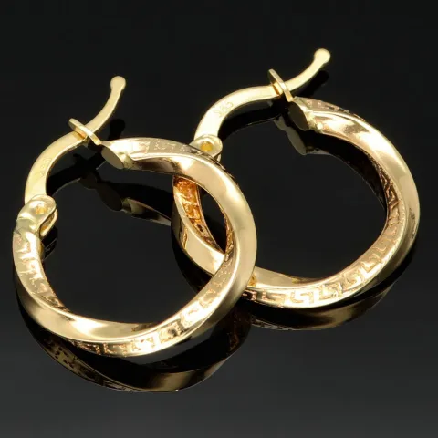 Glänzende Twist - Creolen in stilvollem Greco - Design aus hochwertigem Gold (585 / 14K Gelbgold)