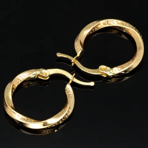 Glänzende Twist - Creolen in stilvollem Greco - Design aus hochwertigem Gold (585 / 14K Gelbgold)