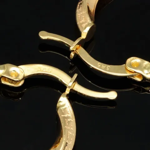 Glänzende Twist - Creolen in stilvollem Greco - Design aus hochwertigem Gold (585 / 14K Gelbgold)