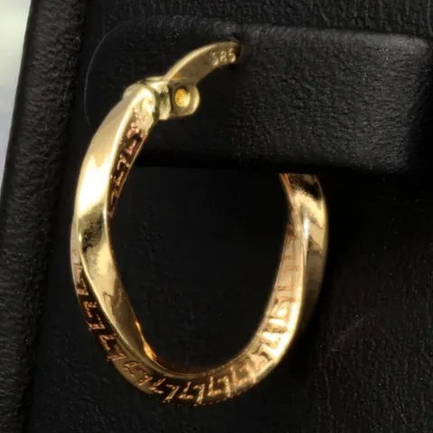 Glänzende Twist - Creolen in stilvollem Greco - Design aus hochwertigem Gold (585 / 14K Gelbgold)
