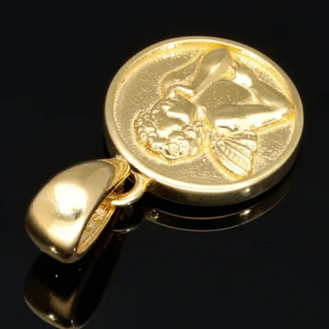 Kleiner, funkelnder Engel-Anhänger aus edlem 14k / 585 Gold (Gelbgold)