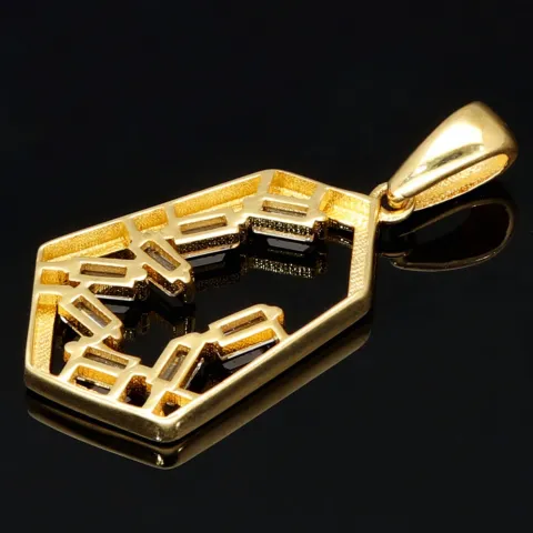 Zeitloser Gold-Anhänger in modernem, geometrischen Design in 14K 585 Gold (Gelbgold), edel verziert mit strahlend, weißen Zirkonia