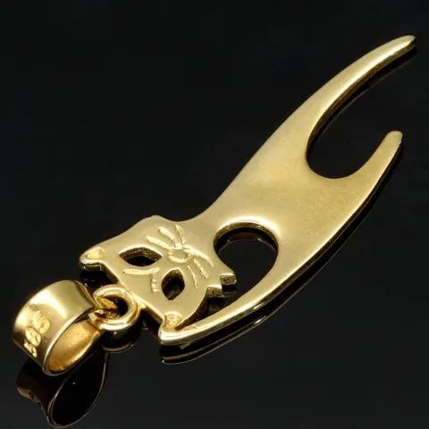 Stilvoller Katzen-Anhänger in modernem Design aus edlem 585er 14K Gelbgold