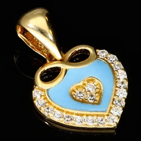Exquisiter Herz-Anhänger mit Unendlichkeitszeichen aus 14K Gold (Gelbgold) mit feinem Zirkoniabesatz