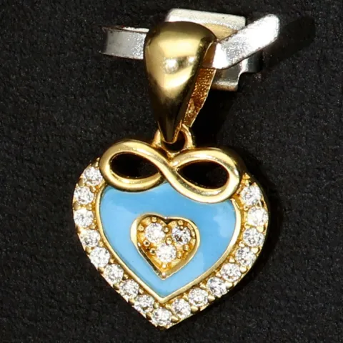 Exquisiter Herz-Anhänger mit Unendlichkeitszeichen aus 14K Gold (Gelbgold) mit feinem Zirkoniabesatz