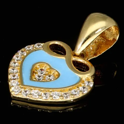 Exquisiter Herz-Anhänger mit Unendlichkeitszeichen aus 14K Gold (Gelbgold) mit feinem Zirkoniabesatz