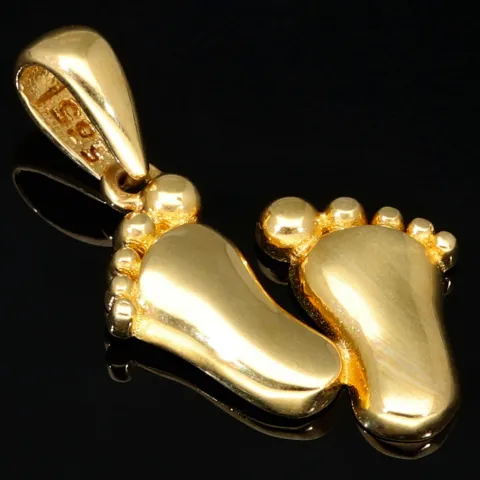 Hochwertig verarbeiteter Babyfüßchen-Anhänger aus funkelndem 585 / 14K Gold