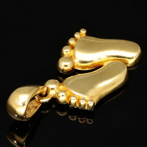 Hochwertig verarbeiteter Babyfüßchen-Anhänger aus funkelndem 585 / 14K Gold