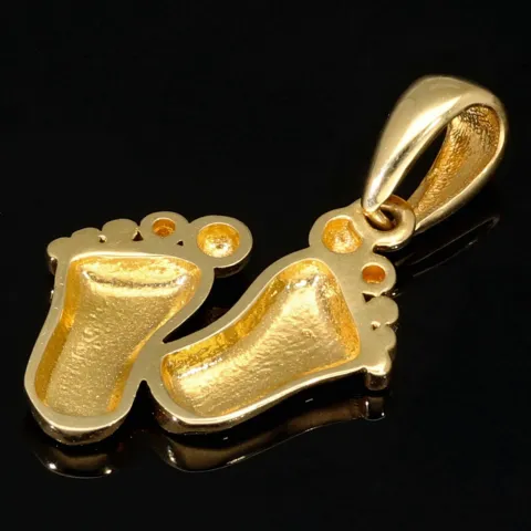 Hochwertig verarbeiteter Babyfüßchen-Anhänger aus funkelndem 585 / 14K Gold