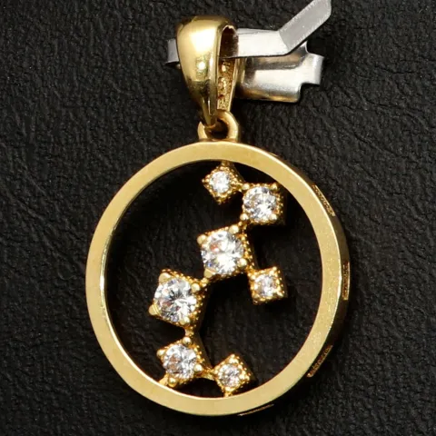 Edler Goldanhänger in modernem, abstrakten Design aus 14K 585 Gold (Gelbgold), besetzt mit edlen leuchtend, weißen Zirkonia
