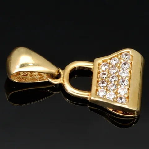 Iced Out Anhänger aus 14K 585 Gold - Designer- Handtasche aus edlem, glänzenden Gelbgold mit vielen funkelnden Zirkonia besetzt