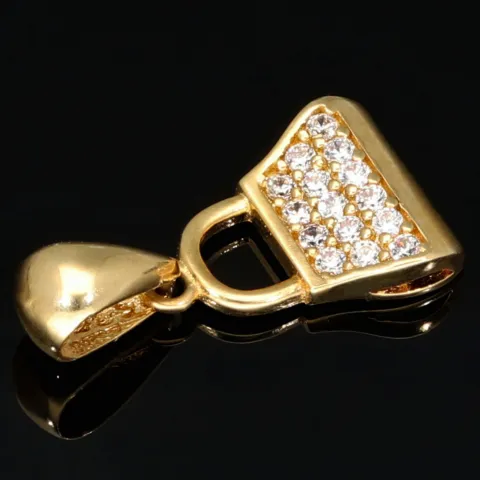 Iced Out Anhänger aus 14K 585 Gold - Designer- Handtasche aus edlem, glänzenden Gelbgold mit vielen funkelnden Zirkonia besetzt