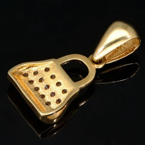Iced Out Anhänger aus 14K 585 Gold - Designer- Handtasche aus edlem, glänzenden Gelbgold mit vielen funkelnden Zirkonia besetzt