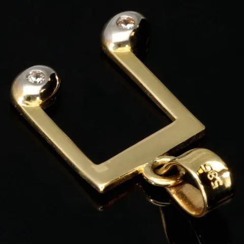 Exquisiter Anhänger mit dem Motiv einer Note / Musiknote aus 14K 585 Bicolor Gold (Gelbgold und Weißgold), edel verziert mit funkelnden Zirkonia