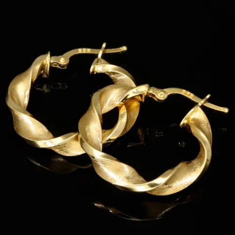 Edle Spiral-Creolen in mit feinem halb polierten, halb mattierten Design aus hochwertigem 585 / 14K Gold