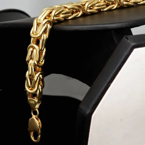 Nobles Königsarmband aus hochwertigem 14K 585 Gold in Mega Stärke von ca. 9mm und ca. 24,5 cm Länge