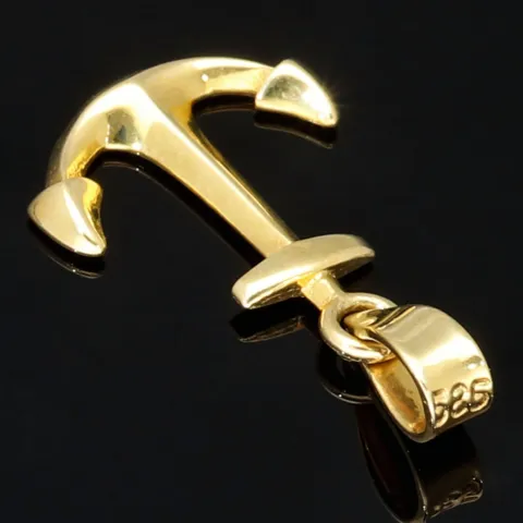 Edler Anker-Anhänger aus funkelndem Gold (14K 585 Gelbgold)