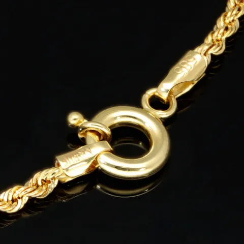 Hochwertig produziertes Twist-Armband / Kordelarmband mit stilvoll eingearbeiteter Goldperle aus edlem 585 14k Gold, ca. 2mm breit, 19cm lang