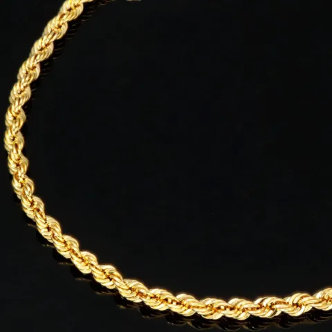 Hochwertig produziertes Twist-Armband / Kordelarmband mit stilvoll eingearbeiteter Goldperle aus edlem 585 14k Gold, ca. 2mm breit, 19cm lang