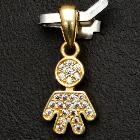 Goldanhänger „Kind, Junge“ aus 14K 585 Gold, präzise besetzt mit feinem Zirkoniabesatz