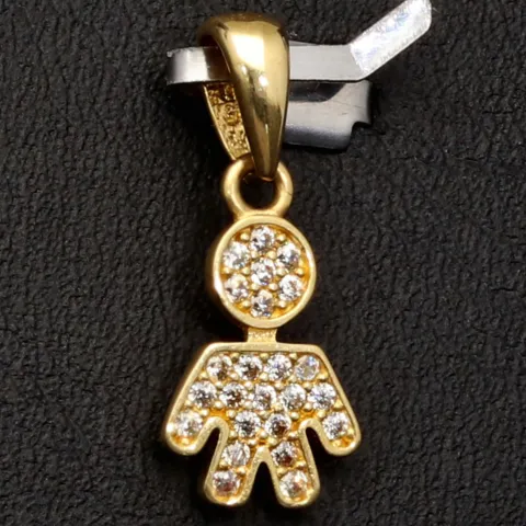 Goldanhänger „Kind, Junge“ aus 14K 585 Gold, präzise besetzt mit feinem Zirkoniabesatz