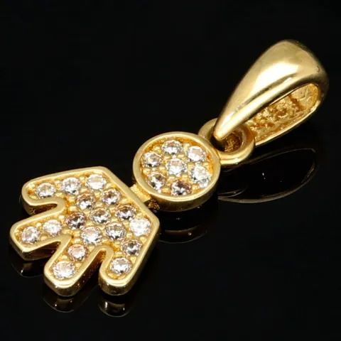 Goldanhänger „Kind, Junge“ aus 14K 585 Gold, präzise besetzt mit feinem Zirkoniabesatz