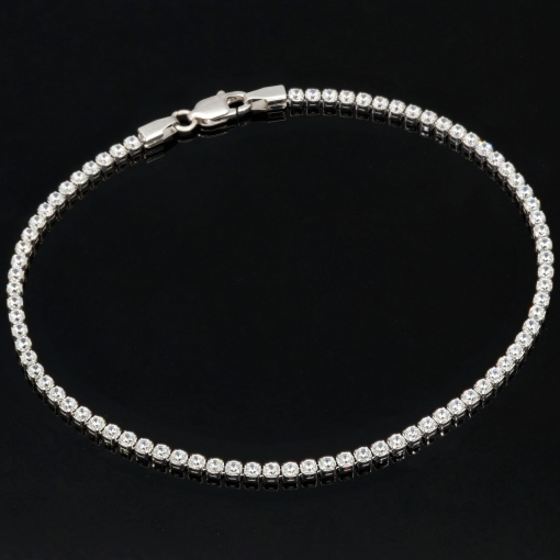 Edles Bling-Bling Tennisarmband mit weißen, leichtenden Zirkonia in 585 14K Gold in (ca. 18cm Länge)