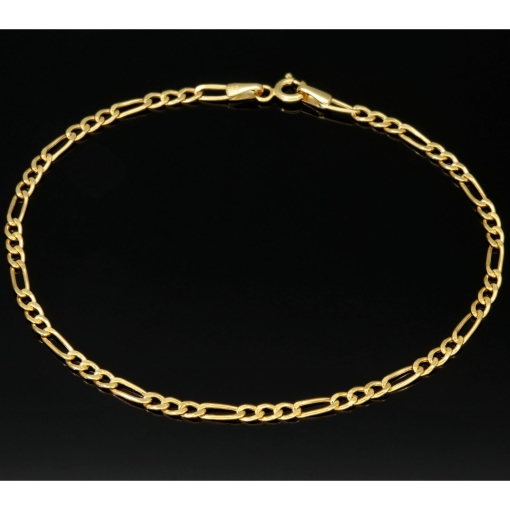 Edles Figaro Armband aus edlem, hochglanzpolierten 585 14k Gold in zeitlosem Design, ca. 2,5mm breit, ca. 20cm lang