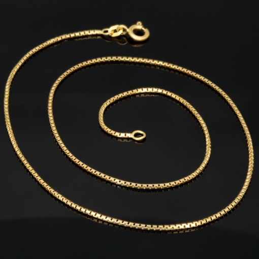 Funkelnde Venezianerkette aus hochwertigem Gelbgold (585 14k Gold) für schlanke Damen und Kinder (45cm Länge, ca. 1mm)
