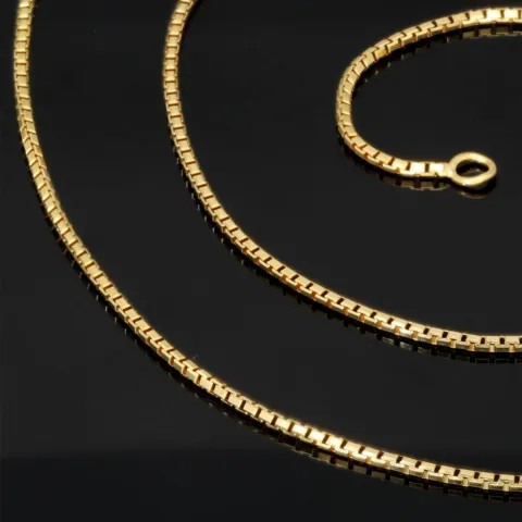 Funkelnde Venezianerkette aus hochwertigem Gelbgold (585 14k Gold) für schlanke Damen und Kinder (45cm Länge, ca. 1mm)