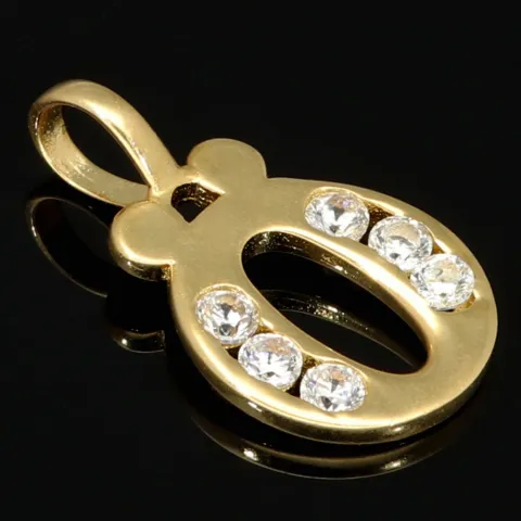 14K 585 Gold-Anhänger Buchstabe "Ö" mit leuchtenden Zirkoniasteinen besetzt