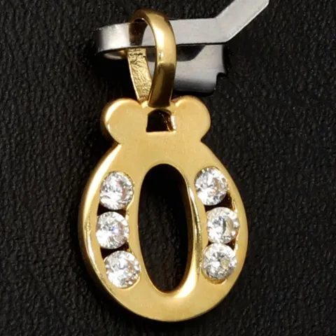 14K 585 Gold-Anhänger Buchstabe "Ö" mit leuchtenden Zirkoniasteinen besetzt