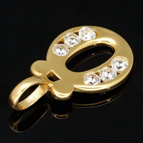 14K 585 Gold-Anhänger Buchstabe "Ö" mit leuchtenden Zirkoniasteinen besetzt