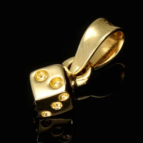 Funkelnder Mini - Würfel / Dice Anhänger aus equisitem 585 14K Gold
