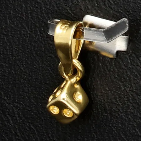Funkelnder Mini - Würfel / Dice Anhänger aus equisitem 585 14K Gold