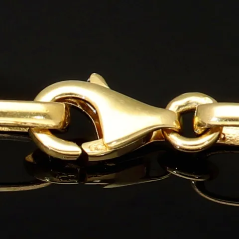 Stilvoller Mix aus Plättchenkette (Plattenkette) und Steigbügelkette aus massivem 585er 14k Gold - 60 cm Länge, ca. 4 mm breit