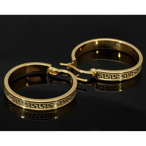 Funkelnde 585 / 14K Gold-Creolen in stilvollem Greco-Design mit kunstvollen Ornamenten und zeitloser Ausstrahlung