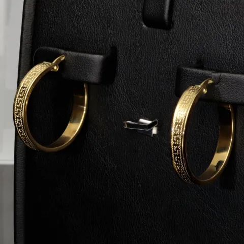 Funkelnde 585 / 14K Gold-Creolen in stilvollem Greco-Design mit kunstvollen Ornamenten und zeitloser Ausstrahlung