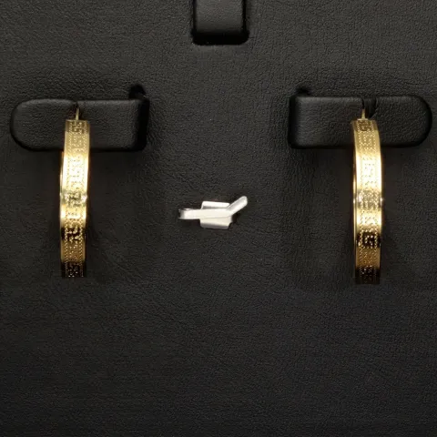 Funkelnde 585 / 14K Gold-Creolen in stilvollem Greco-Design mit kunstvollen Ornamenten und zeitloser Ausstrahlung